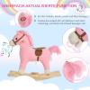 HOMCOM Children's Rocking Horse Baby Rocking Animal Horse with Animal Sounds Toy Handles for 36-72 Months Plush Pink 65 x 32.5 x 61 cm view 4