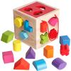 BESTAMTOY Shape Sorter Toy My First Wooden 12 Building Blocks Geometry Learning Matching Sorting Gifts Didactic Classic Toys for Toddlers Baby Kids 31 Years Old Up Fourteen Hole Toy view 3