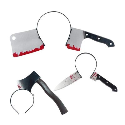 NUOBESTY Knife Headband Halloween Axe through Head Zombies Costume Props Bleeding Fake Knife Horrible Headband for Party,3 Pieces