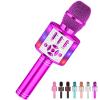 Amazmic Kids Karaoke Microphone Machine Toy Bluetooth Microphone Portable Wireless Karaoke Machine Handheld with LED Lights, Gift for Children Adults Birthday Party, Home KTV(Purple) view 1