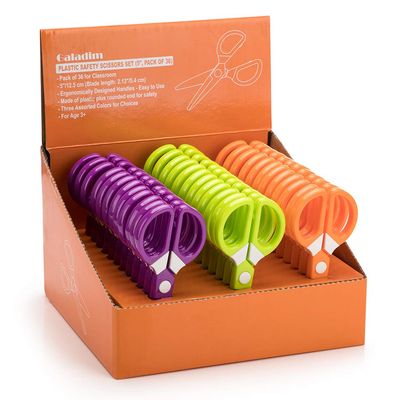 Galadim Child-safe Scissors Set (36 Count Teacher Pack, Rounded-tip, 5 Inch) - 5 Plastic Safety Blunt Pre-school Kids Training Scissors GD-021-C