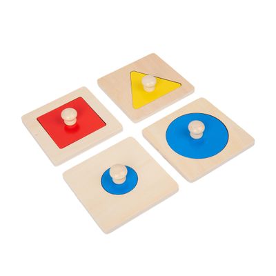 Adena Montessori Colorful Multiple Shape Puzzles Toys for 6-12 Months 1 Year Old Toddler Babies First Shapes Geometric Jumbo Knob Wooden Puzzle Color Sorter (4 Pieces)