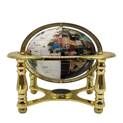 Unique Art 10-Inch Tall Table Top Day and Night Ocean Gemstone World Globe with Gold Stand (DAY N NITE)