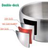 E-far Stainless Steel Bowls Plates and Cups for Kids Toddlers Bundle, 12 Ounce Double-deck Bowls, 8-inch Metal Dinner Plates, 6 Ounce Metal Insulated Cups, Set of 4, Dishwasher Safe view 3