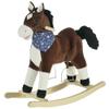 Qaba Kids Plush Ride-On Rocking Horse Toy Cowboy Rocker with Fun Realistic Sounds for Child 3-6 Years Old, Brown view 1