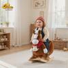 Qaba Kids Ride-On Rocking Horse Toy, Rocker with Lullaby Song, Hand Puppets & Soft Plush Fabric for Children 18-36 Months, Brown view 2