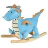 Qaba Kids Plush Ride-On Rocking Horse Toy Dinosaur Ride Rocking Chair with Realistic Sounds for18-36 Months, Blue view 1