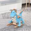 Qaba Kids Plush Ride-On Rocking Horse Toy Dinosaur Ride Rocking Chair with Realistic Sounds for18-36 Months, Blue view 2