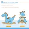 Qaba Kids Plush Ride-On Rocking Horse Toy Dinosaur Ride Rocking Chair with Realistic Sounds for18-36 Months, Blue view 4