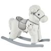 Qaba Kids Plush Ride-On Rocking Horse with Bear Toy, Children Chair with Soft Plush Toy & Fun Realistic Sounds, White view 1