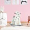 Qaba Kids Plush Ride-On Rocking Horse with Bear Toy, Children Chair with Soft Plush Toy & Fun Realistic Sounds, White view 2