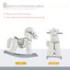 Qaba Kids Plush Ride-On Rocking Horse with Bear Toy, Children Chair with Soft Plush Toy & Fun Realistic Sounds, White view 4