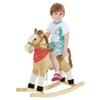 Qaba Kids Plush Ride-On Rocking Horse Toy Cowboy Rocker with Fun Realistic Sounds for Child 3-6 Years Old, Beige view 1