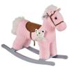 Qaba Kids Plush Ride-On Rocking Horse with Bear Toy, Children Chair with Soft Plush Toy & Fun Realistic Sounds, Pink view 1