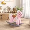 Qaba Kids Plush Ride-On Rocking Horse with Bear Toy, Children Chair with Soft Plush Toy & Fun Realistic Sounds, Pink view 2