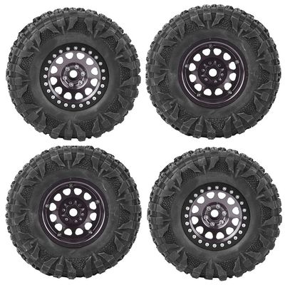 4pcs RC Tire, 1/10 Truck Rubber Tires RC Wheel Tyres Metal Wheel Hub Accessory Fit for 1/10 RC Car 2.2 Inch() 2.2 Beadlock Wheels and Tires 2.2 Beadlock Wheels 1/10 Short Course Truck Wheels