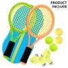 Kids Tennis Racket,17 Inch Plastic Tennis Racket with 2 Soft Balls,2 Tennis Balls and 4 Shuttlecocks for Kid,Toddler Outdoor/Indoor Sport Play (Orange & Green) view 2