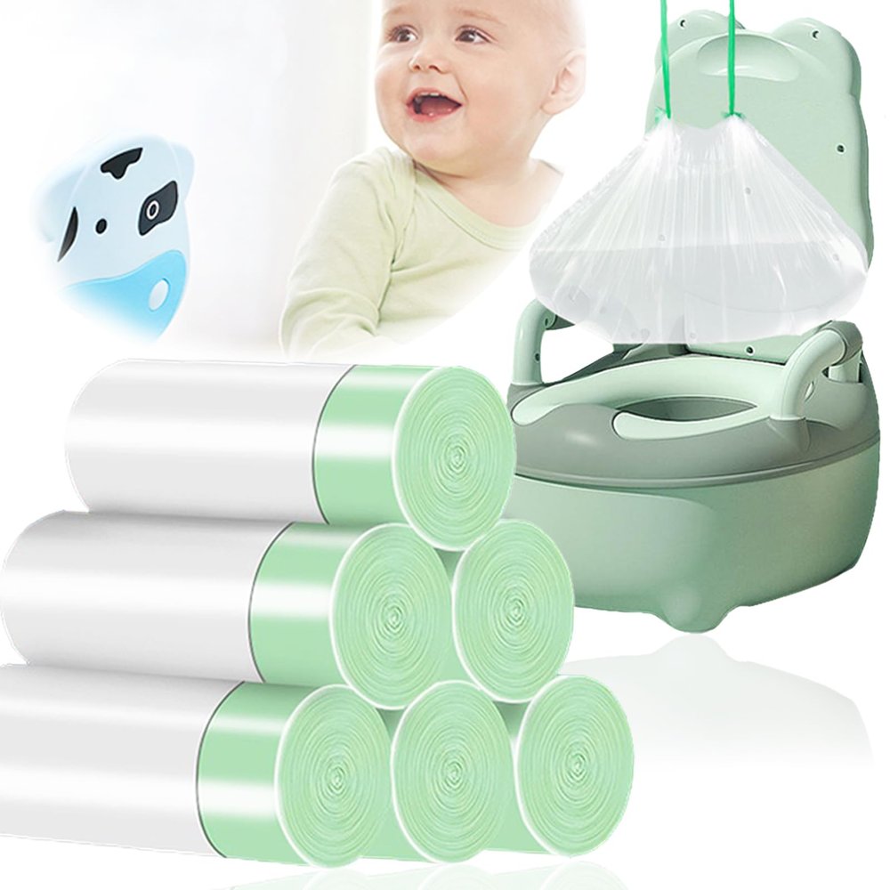 100 Pack Potty Chair Liners with Drawstring,Training Toilet Seat Potty Bags,Disposable Cleaning Bag for Kids Toddler Adults Pet Outdoors(44 x 24 cm)
