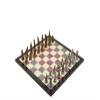 Metal Chess Set for Adults Historical Antique Copper Troy-Spartan Figures,Handmade Pieces and Different Design Wooden Chess Board (Spring) view 1