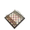 Metal Chess Set for Adults Historical Antique Copper Troy-Spartan Figures,Handmade Pieces and Different Design Wooden Chess Board (Spring) view 2