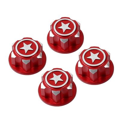 Aluminium 17MM Hex Wheel Nut Center Cap for 1:8 Off-road RC Car Monster Truck Traxxas X-Maxx SUMMIT E-REVO - 4Pc Red