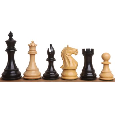 4" Fierce Knight Staunton Chess Pieces Only Set - Weighted Ebonised Boxwood