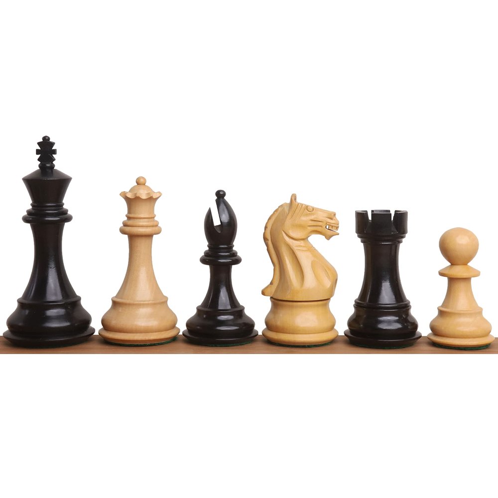 4" Fierce Knight Staunton Chess Pieces Only Set - Weighted Ebonised Boxwood