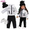 Sophia's 18" Doll Silver Metallic Jacket, Black Side Stripe Joggers, Knit Hat & Sneakers view 2