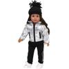 Sophia's 18" Doll Silver Metallic Jacket, Black Side Stripe Joggers, Knit Hat & Sneakers view 3
