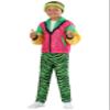 Boys 80's Jock Halloween Costume | Retro Kids 1980s Outfit with Neon Jacket, Tiger-Striped Pants, and Headband Medium Bundle view 1