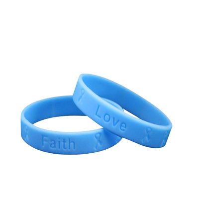 50 Pack Light Blue Silicone Bracelets - Light Blue Colored Rubber Wristbands for Prostate Cancer, Trisomy 18, Cushings, Scleroderma Awareness, Graves Disease, Gift Giving & Fundraising