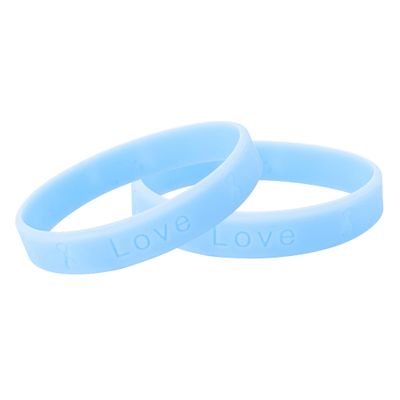 10 Pack Light Blue Silicone Bracelets - Light Blue Colored Rubber Wristbands for Prostate Cancer, Trisomy 18, Cushings, Scleroderma Awareness, Graves Disease, Gift Giving & Fundraising