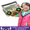 Boys 80's Jock Halloween Costume | Retro Kids 1980s Outfit with Neon Jacket, Tiger-Striped Pants, and Headband Small Bundle view 3