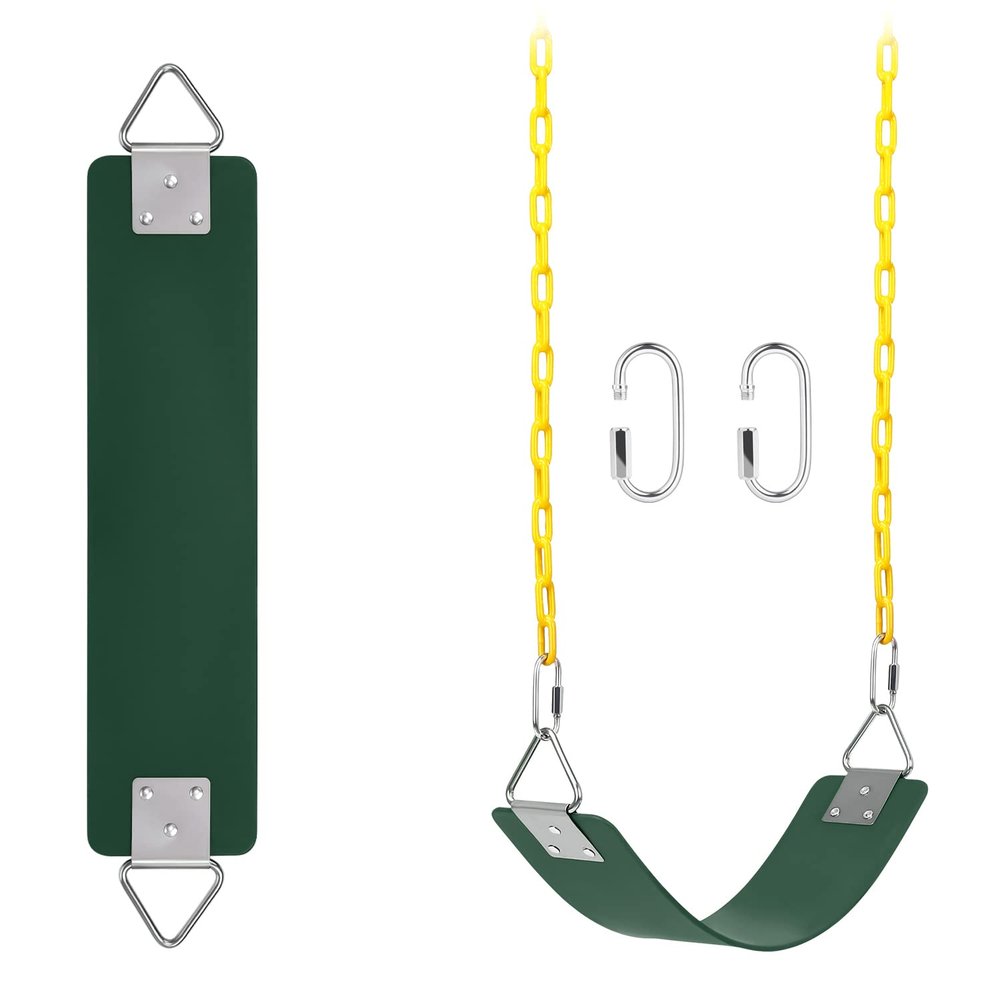 AGPTEK Green Swing Set Bundle with 1 Pack Green Swing Seat Replacement