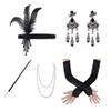 5pcs 1920s Costume Dress Accessories Set Headband Necklace Gloves Plastic Holder for Women Gatsby Cosplay Opera Costumes Black view 1