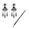 5pcs 1920s Costume Dress Accessories Set Headband Necklace Gloves Plastic Holder for Women Gatsby Cosplay Opera Costumes Black view 3