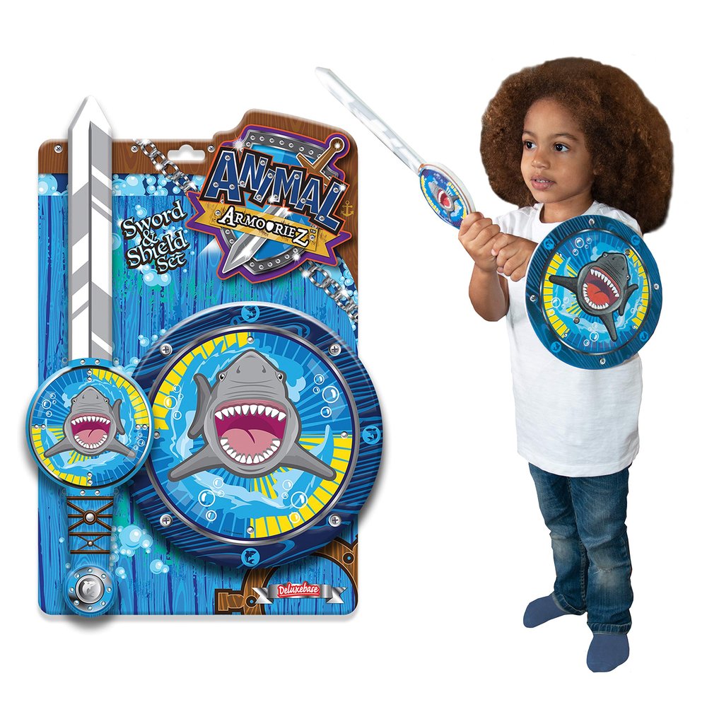 Animal Armouriez - Shark from Deluxebase. Ocean Adventure Dress Up Set with Foam Sword and Shield, Safe Lightweight Costume Accessories for Kids Pretend Play Gifts and Party Favors.