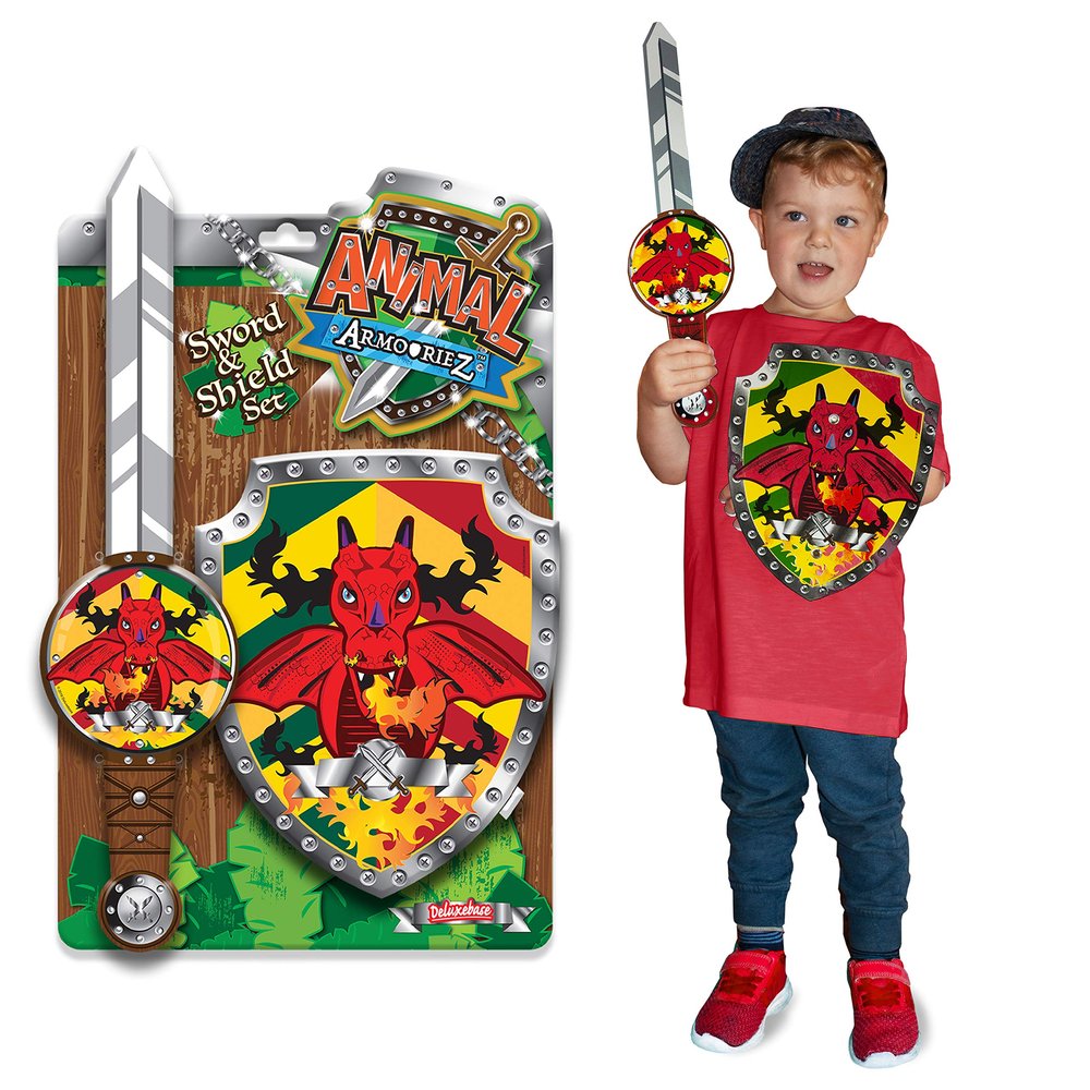 Animal Armouriez - Dragon from Deluxebase. Dragon Adventure Dress Up Set with Foam Sword and Shield, Safe Lightweight Costume Accessories for Kids Pretend Play Gifts and Party Favors.