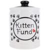 Cottage Creek Kitten Fund White Ceramic Storage Container with Removable Black Lid, Stoneware Piggy Bank Savings Jar for Cat Litter, Cat Food & Toys, Gifts for Cat Lovers, Cat Moms view 1