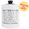 Cottage Creek Kitten Fund White Ceramic Storage Container with Removable Black Lid, Stoneware Piggy Bank Savings Jar for Cat Litter, Cat Food & Toys, Gifts for Cat Lovers, Cat Moms view 2