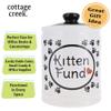 Cottage Creek Kitten Fund White Ceramic Storage Container with Removable Black Lid, Stoneware Piggy Bank Savings Jar for Cat Litter, Cat Food & Toys, Gifts for Cat Lovers, Cat Moms view 3