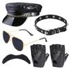 Beefunny Biker Costume Accessories Biker Cap Sunglasses 70s 80s Steam Punk Roker Party Dress Unisex (C) view 1