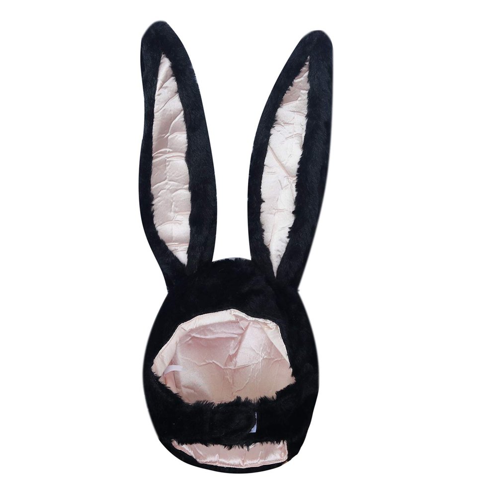 Bestjybt Plush Funny Bunny Rabbit Ears Hood Women Party Hats (Black)