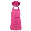 Alvivi Kids Chef Kitchen Costume Apron Hat Outfit Adjustable Bib Artist Apron for Cooking Baking Painting Crafting Rose Red 8-12 view 2