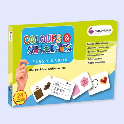 Hungry Brain Colours & Shapes Flash Cards for Toddlers (Ages 14), 24 Double-Sided Real Picture Learning Cards | Early Learning Educational Flashcards | Montessori & Preschool Toy for Babies and Kids