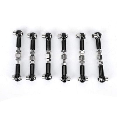6PCS RC Adjustable Servo Links Tie Rod Set Fit for HSP/ZD Racing/Hpi/LRP/, 1/12 & 1/10 Drift Car Truck (Black)