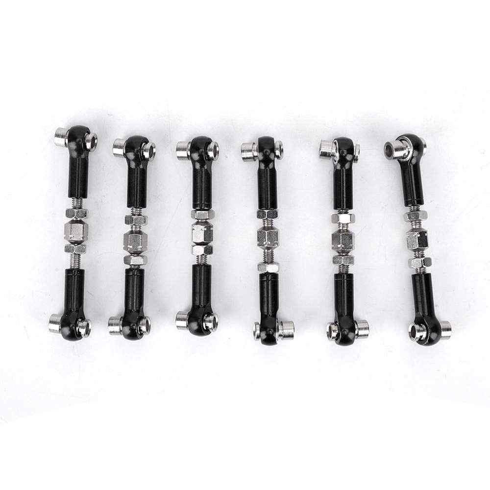 6PCS RC Adjustable Servo Links Tie Rod Set Fit for HSP/ZD Racing/Hpi/LRP/, 1/12 & 1/10 Drift Car Truck (Black)