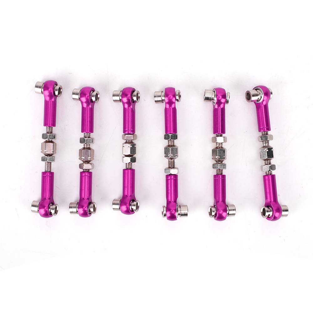 6PCS RC Adjustable Servo Links Tie Rod Set Fit for HSP/Redcat ZD Racing/Hpi/LRP/, 1/12 & 1/10 Drift Car Truck (Purple)
