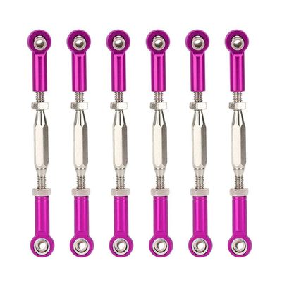 Dilwe RC Tie Rod, 81mm Adjustable Aluminum Servo Links Tie Rod Compatible with 1/10 RC Truck. 6PCS(Purple)