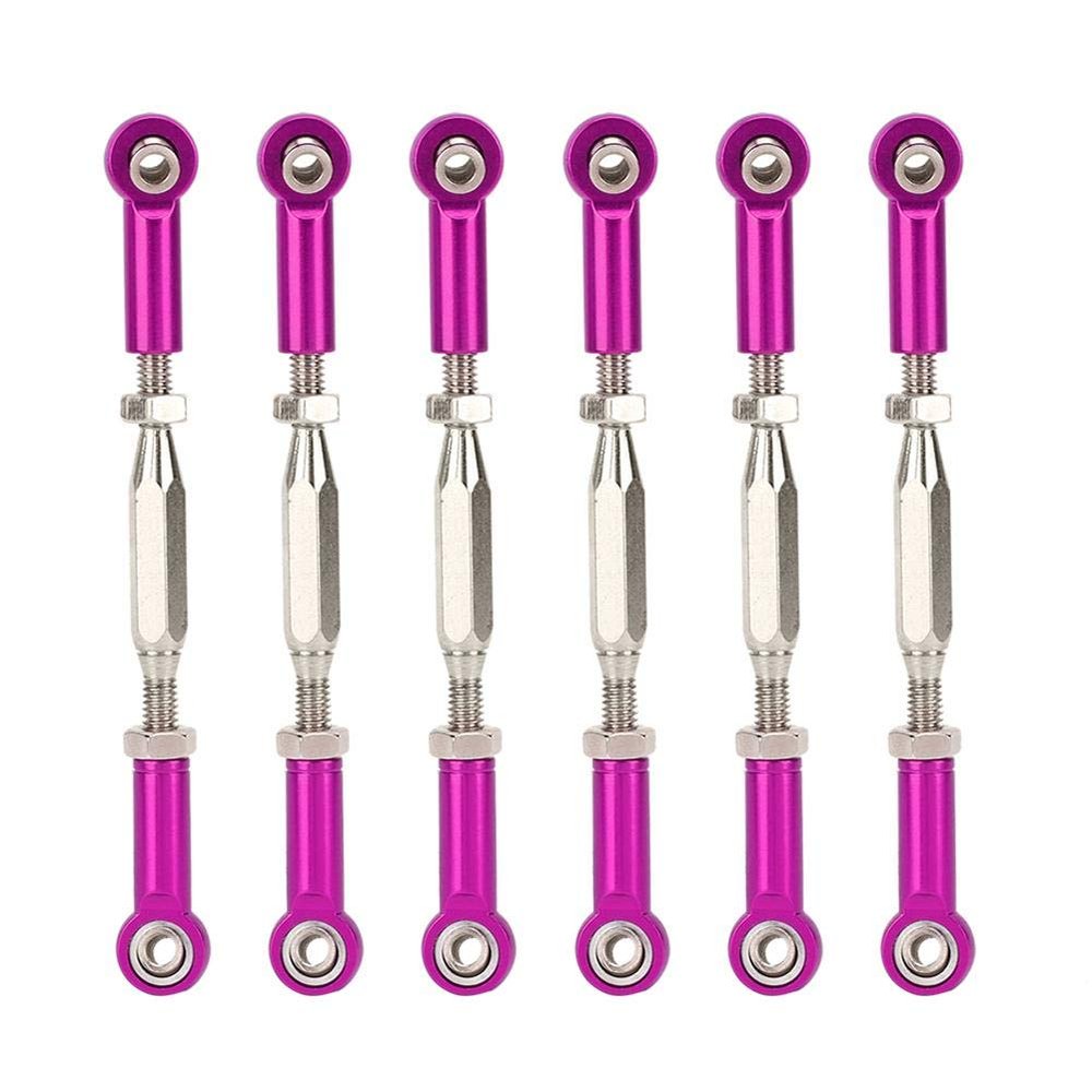 Dilwe RC Tie Rod, 81mm Adjustable Aluminum Servo Links Tie Rod Compatible with 1/10 RC Truck. 6PCS(Purple)